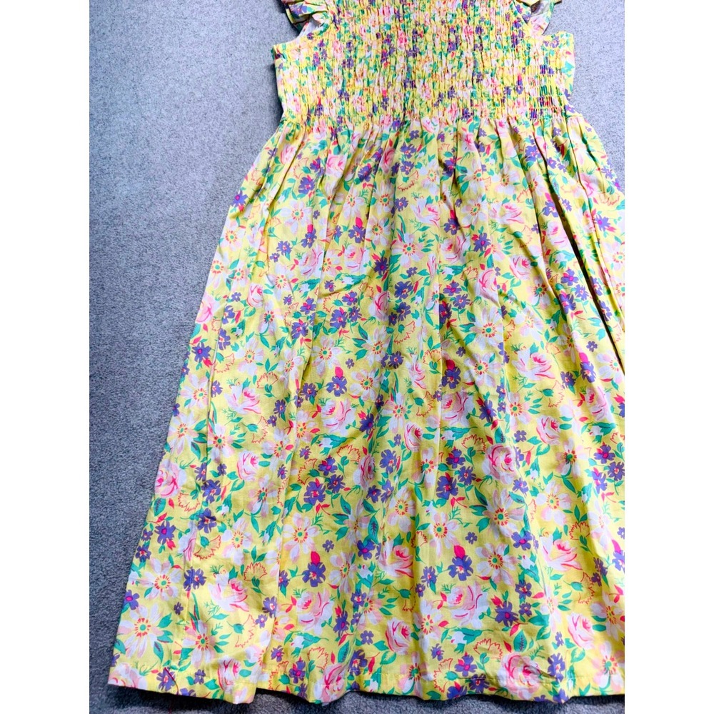 Penelope Mack Girls Size 12 Yellow Floral Smocked Dress Flutter Sleeve‎ Summer - Picture 2 of 10